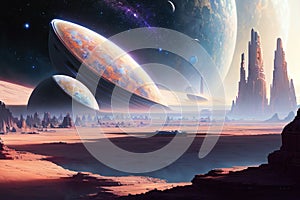 scifi spacescape towm ceres colony illustration photo