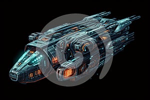 Scifi spaceship space ship transport intergalactic travel concept art. Generative AI