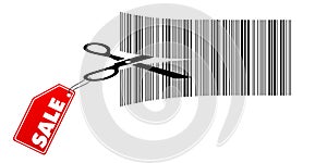 Scisors cuts the barcode - Sale