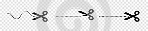 Scissor cut line icon. Black scissor border paper background cutout line coupon photo