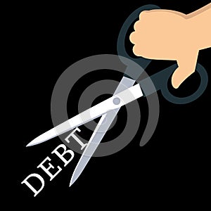 Scissor Cutting the Word Debt.