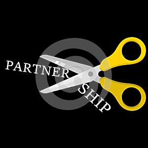 Scissor Cutting word Partnership.