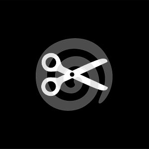 Scissor Icon On Black Background. Black Flat Style Vector Illustration