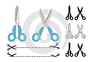 Scissor set cutting coupon border discount vector