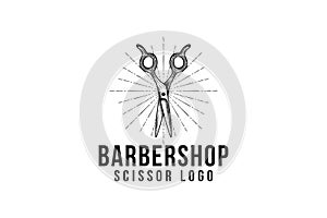 scissor vintage hand drawn barber shop logo design inspiration.