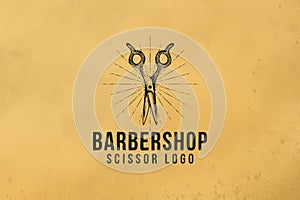 scissor vintage hand drawn barber shop logo design inspiration