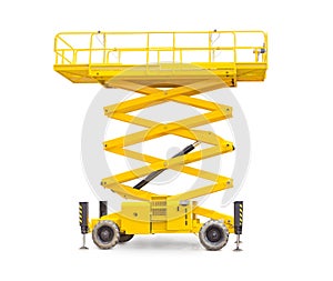 Scissor wheeled lift on a light background