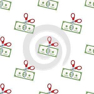 Scissors and Banknote Seamless Pattern