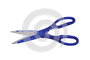 Scissors with blue handle. Isolated