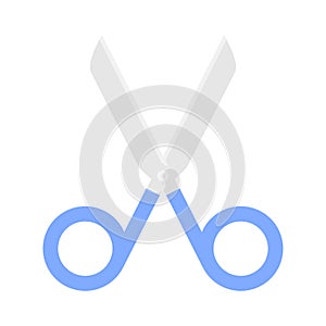 Scissors blue icon icolated on the white background photo