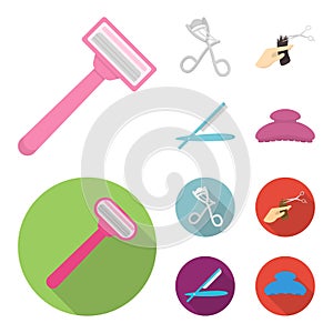 Scissors, brush, razor and other equipment. Hairdresser set collection icons in cartoon,flat style vector symbol stock
