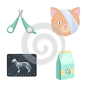 Scissors, cat, bandage, wounded .Vet Clinic set collection icons in cartoon style vector symbol stock illustration web.