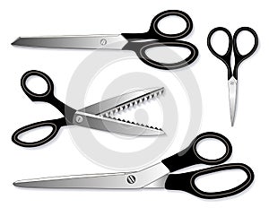 Scissors Collection, Dressmaker Shears, Pinking Shears, Standard Heavy Duty Scissors, Embroidery Scissors photo