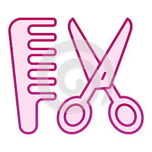 Scissors and comb flat icon. Hair salon vector illustration isolated on white. Haircut gradient style design, designed