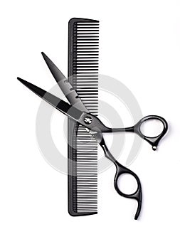 Scissors and comb professional hairdresser