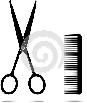 Scissors with comb. Vector Illustration