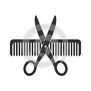 Scissors and comb, vector illustration isolated on white background