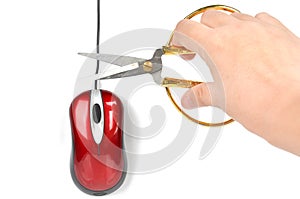 Scissors and computer mouse