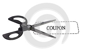 Scissors with coupon