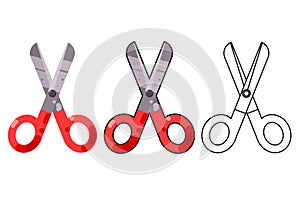 Scissors craft tool shears cut cloth paper clippers flat design isolated icon vector illustration