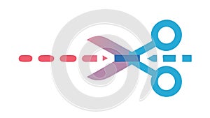 Scissors Cut Dashed Line Craft Tool Icon, vector design Generative AI