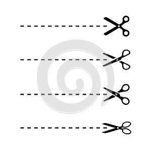 Scissors and cut line icon