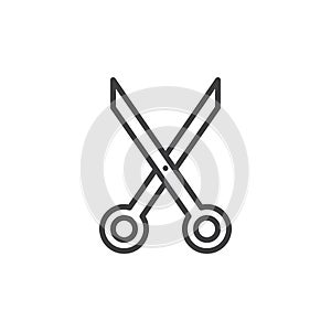 Scissors, cut line icon, outline vector sign, linear style pictogram isolated on white