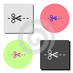 Scissors with cut lines. flat vector icon photo