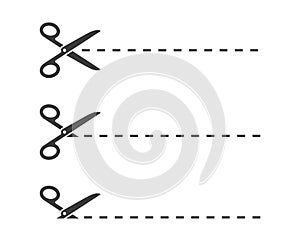 Scissors with cut lines. Full Vector