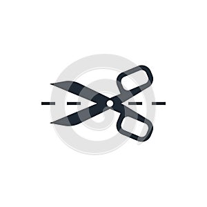 Scissors with cut lines icon