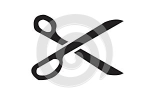 Scissors with cut lines isolated on white background