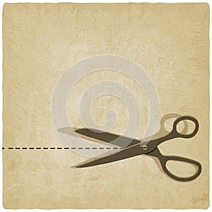 Scissors cut lines old background