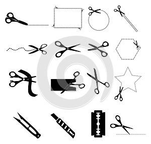 Scissors with cut lines