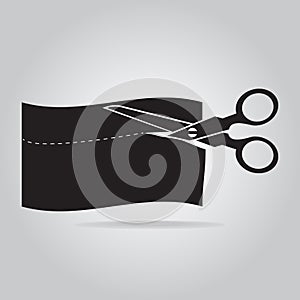 Scissors cut off the paper or cloth icon