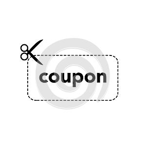 Scissors cut out coupon. Price frame voucher for business discount