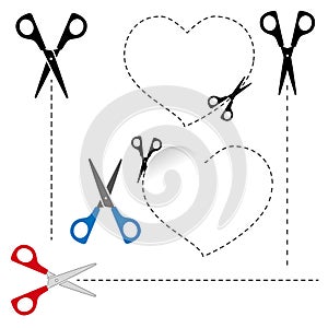 Scissors cut out the shape. The dotted line.