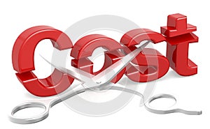 Scissors cut red cost word