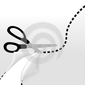 Scissors cut wavy dotted line on page