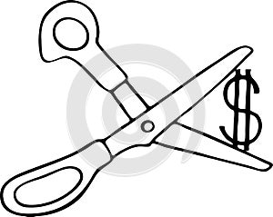 Scissors Cutting Cost Dollar Sign