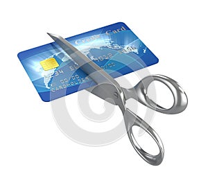 Scissors cutting credit card