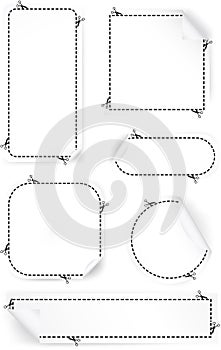 Scissors Cutting Out Coupons. Vector set