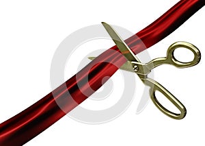 Scissors Cutting Red Ribbon photo