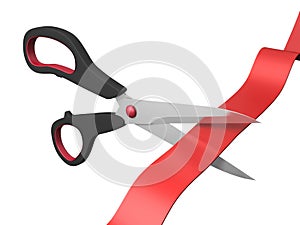 Scissors cutting ribbon