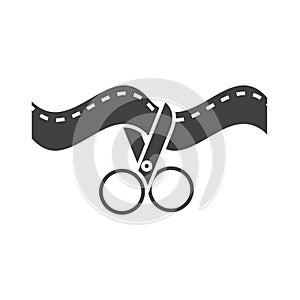 Scissors cutting ribbon opening symbol silhouette icon