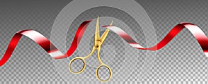 Scissors Cutting Ribbon Shop Grand Opening Vector