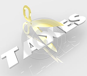 Scissors Cutting Taxes Word Cut Your Tax Costs