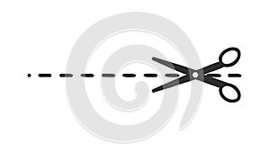 Scissors with Dashed Line Icon - Cutting & Crafting Tool, vector design Generative AI