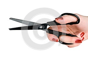 Scissors In Female Hand