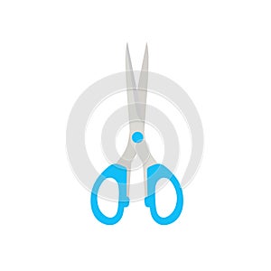 Scissors flat design vector illustration. Hand drawn professional pair of cutting hair or needlework. Craft and scissoring flat