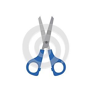 Scissors flat design vector illustration. Hand drawn professional pair of cutting hair or needlework. Craft and scissoring flat